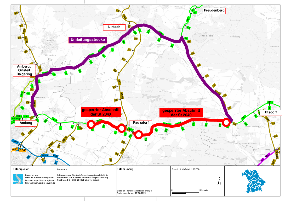 Sperrung der Staatsstraße 2040 zwischen Engelsdorf und Buchenöd ab dem 02.09.2024