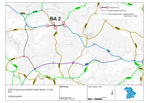 Bundesstraße B85 - Erneuerung der Fahrbahn zwischen Bruck i.d.OPf. und der Landkreisgrenze Schwandorf, 2. Bauabschnitt