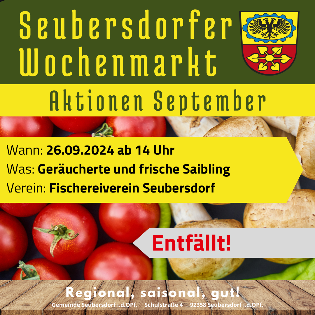 Absage des Fischereivereins zum Wochenmarkt am 26.09.2024